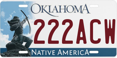OK license plate 222ACW
