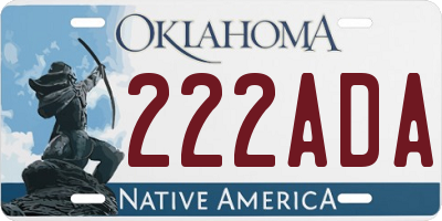 OK license plate 222ADA