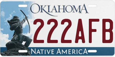 OK license plate 222AFB