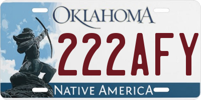 OK license plate 222AFY