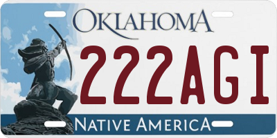 OK license plate 222AGI