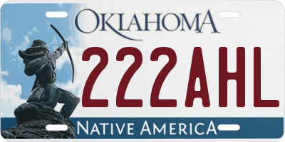 OK license plate 222AHL