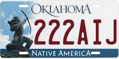 OK license plate 222AIJ