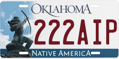 OK license plate 222AIP