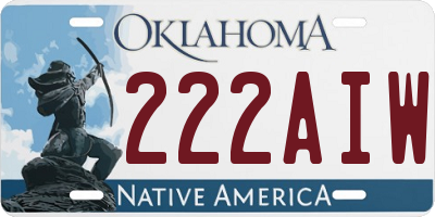 OK license plate 222AIW