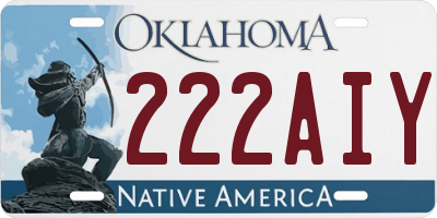 OK license plate 222AIY