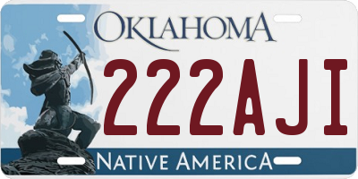 OK license plate 222AJI