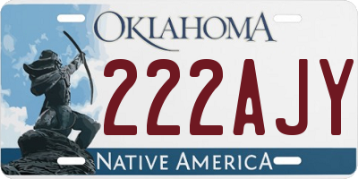 OK license plate 222AJY