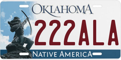 OK license plate 222ALA