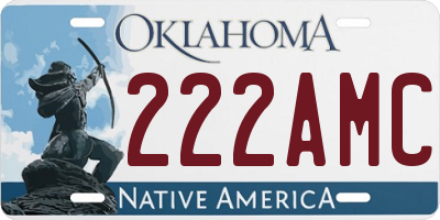 OK license plate 222AMC