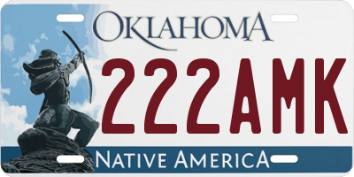 OK license plate 222AMK