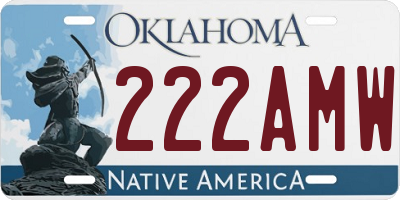 OK license plate 222AMW