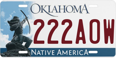 OK license plate 222AOW