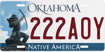 OK license plate 222AOY