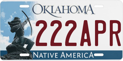 OK license plate 222APR