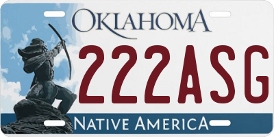 OK license plate 222ASG