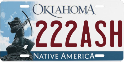OK license plate 222ASH