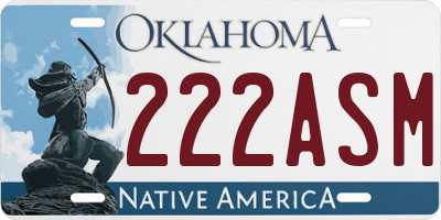 OK license plate 222ASM