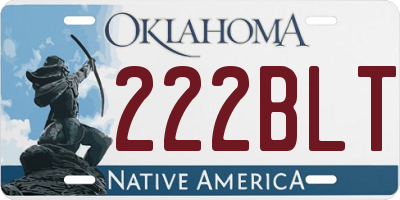 OK license plate 222BLT