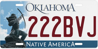 OK license plate 222BVJ