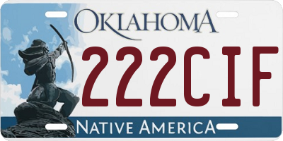 OK license plate 222CIF