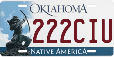 OK license plate 222CIU