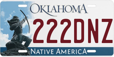 OK license plate 222DNZ