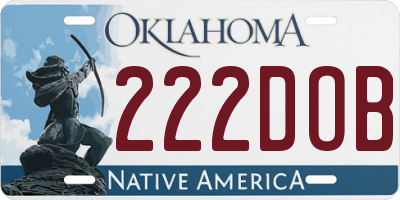 OK license plate 222DOB