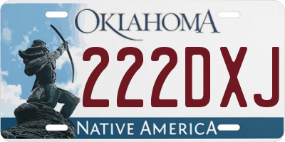 OK license plate 222DXJ