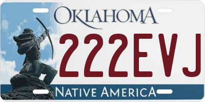 OK license plate 222EVJ
