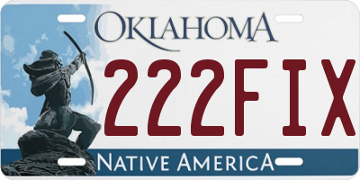 OK license plate 222FIX