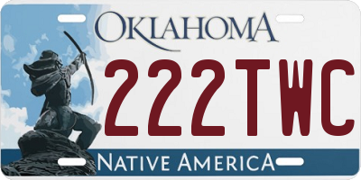 OK license plate 222TWC