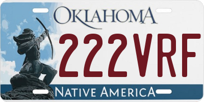 OK license plate 222VRF