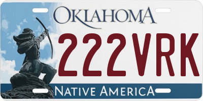 OK license plate 222VRK