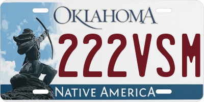 OK license plate 222VSM