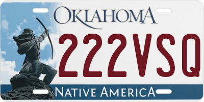 OK license plate 222VSQ