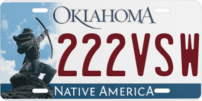 OK license plate 222VSW