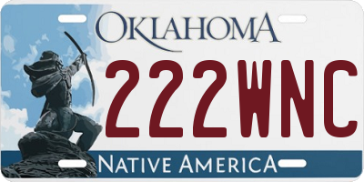 OK license plate 222WNC