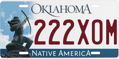 OK license plate 222XOM