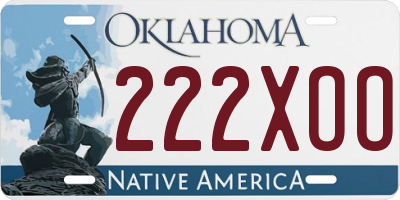 OK license plate 222XOO
