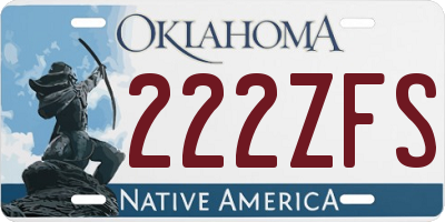 OK license plate 222ZFS