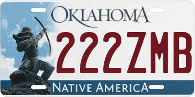 OK license plate 222ZMB