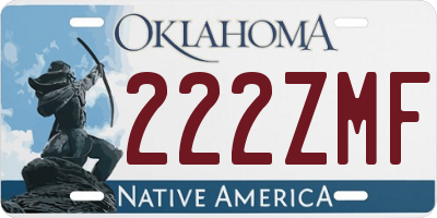 OK license plate 222ZMF