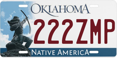 OK license plate 222ZMP