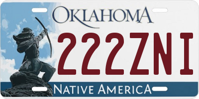 OK license plate 222ZNI