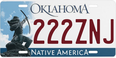 OK license plate 222ZNJ