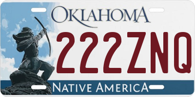 OK license plate 222ZNQ