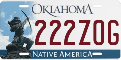 OK license plate 222ZOG