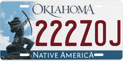 OK license plate 222ZOJ