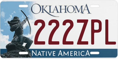 OK license plate 222ZPL